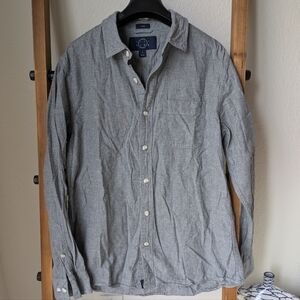Even Tide Men's Gray Casual Button Down Slim Fit  Shirt - Size S